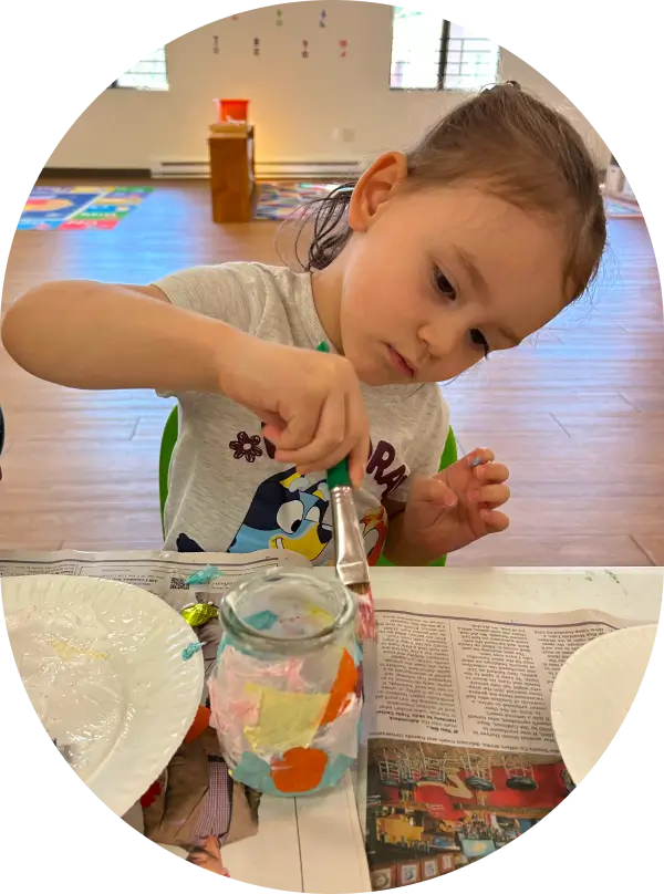 Child showing stem project